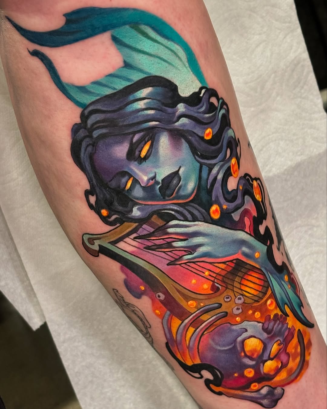 Vibrant Siren Tattoo Capturing Ocean Magic