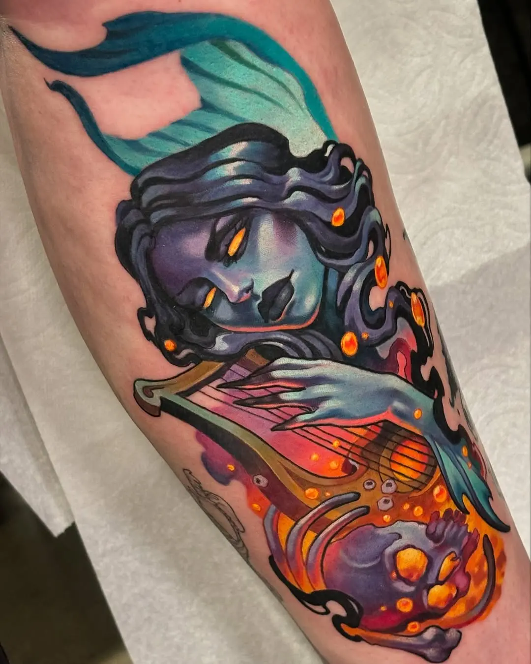 Vibrant Siren Tattoo Capturing Ocean Magic