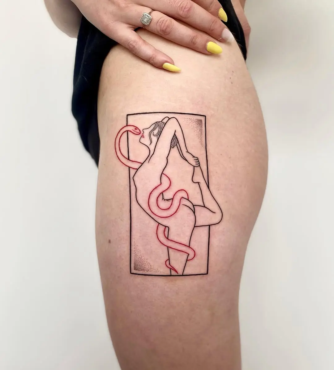 Elegant minimalist yoga pose tattoo design