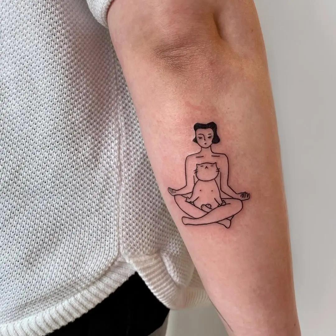 Elegant minimalistic yoga pose tattoo design