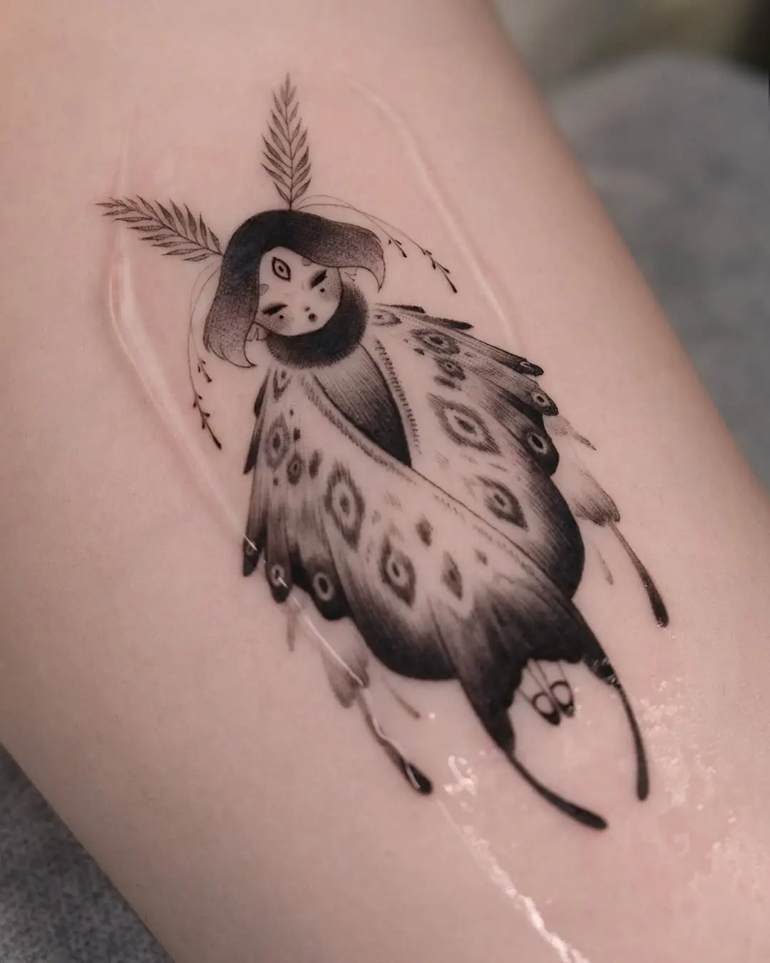 Unique and artistic moth tattoo design