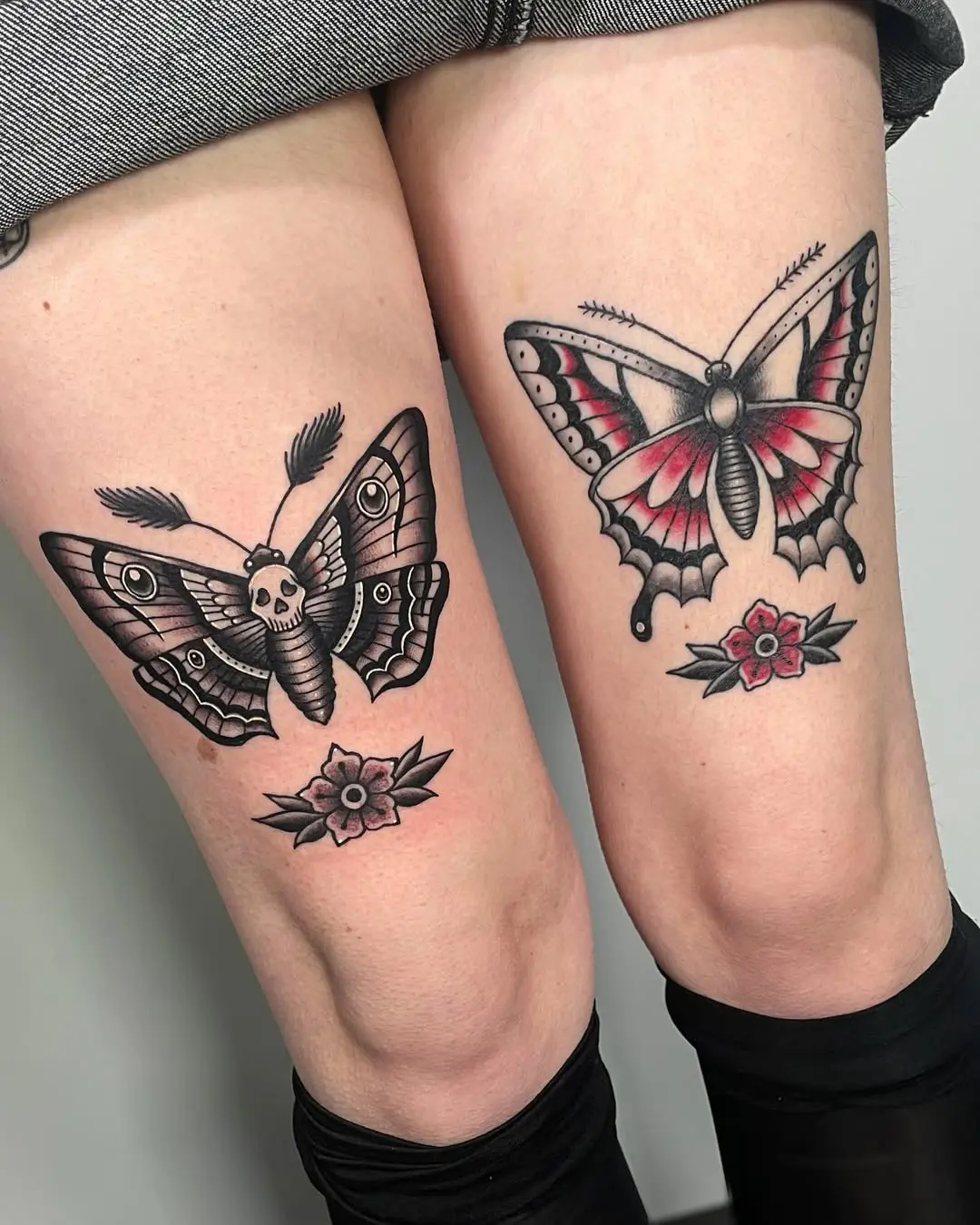 Artistic moth tattoos with bold details