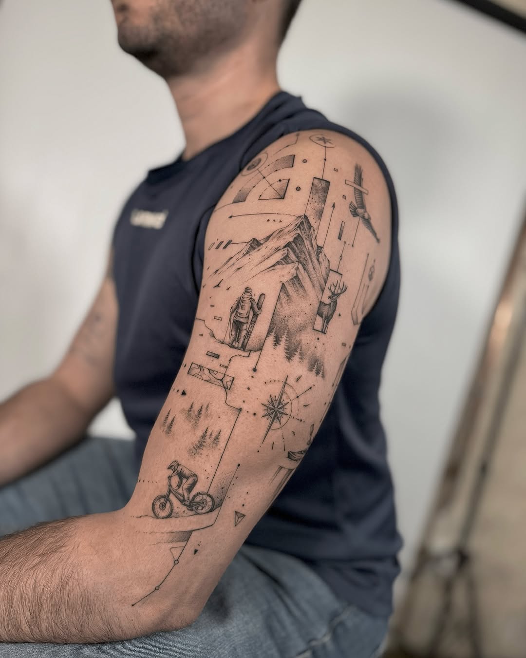 Epic mountain and adventure themed tattoo art