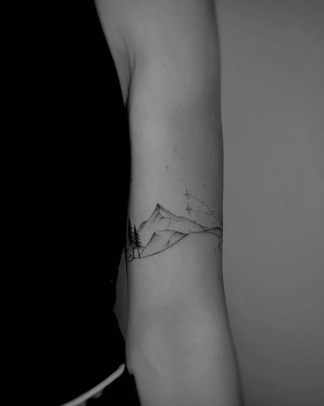 Stunning mountain tattoo with captivating details