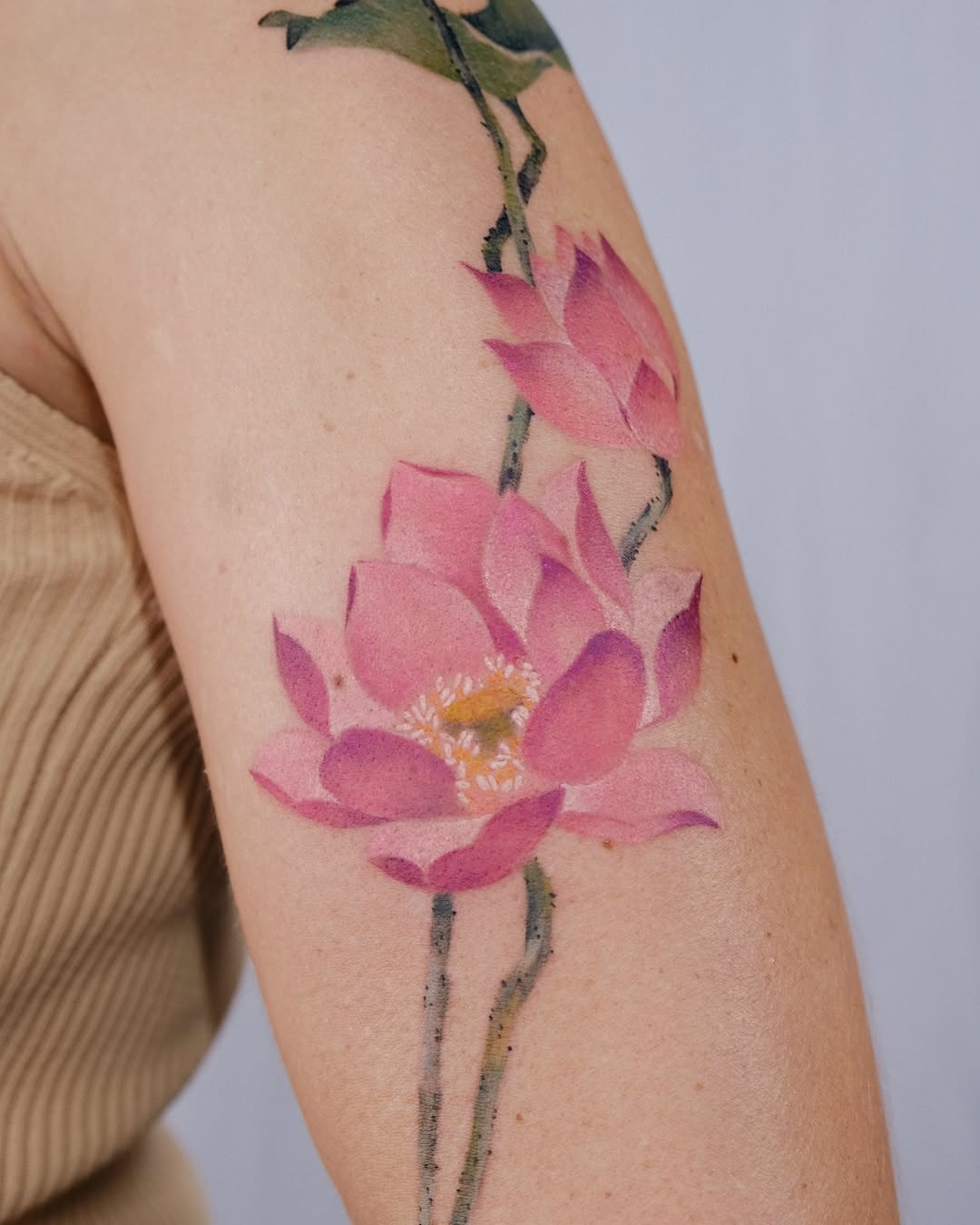 Elegant pink lotus for serene body art