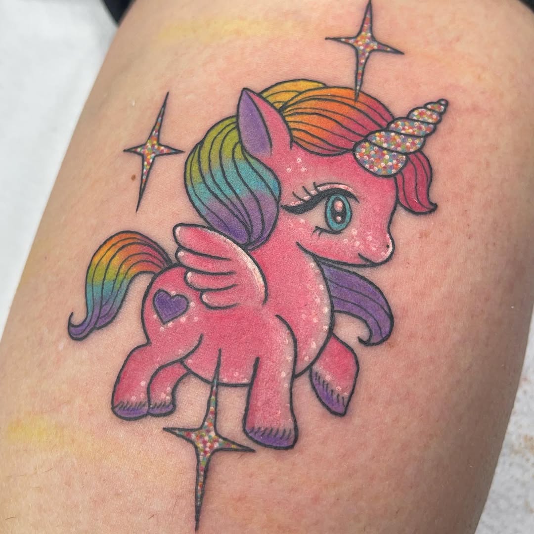 Colorful and whimsical unicorn ink art