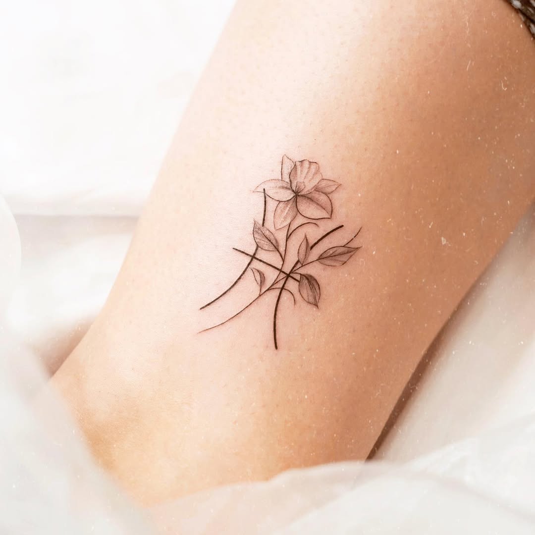 Minimalist Pisces Flower Tattoo Design Inspiration