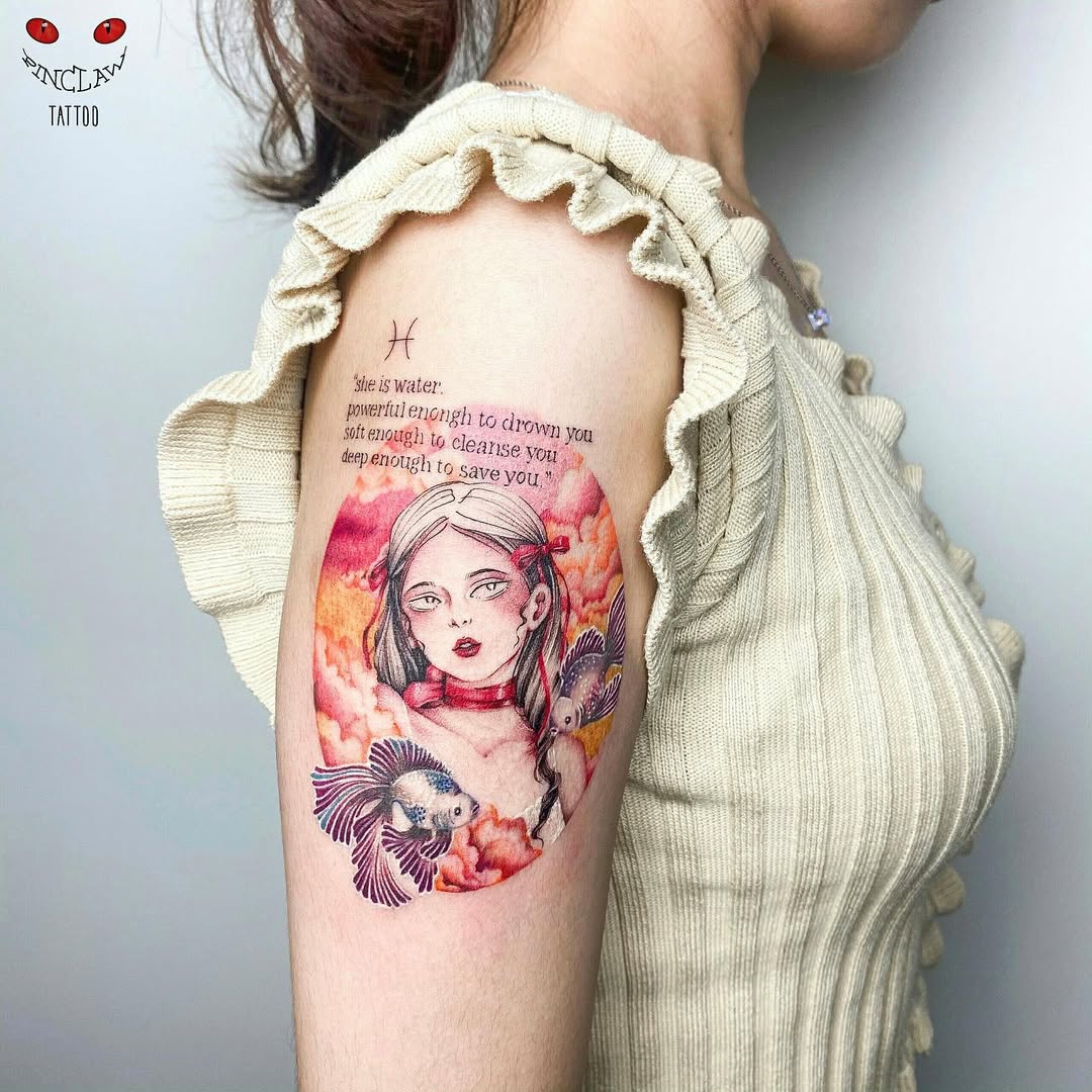 Elegant Pisces Tattoo with Mythical Vibes