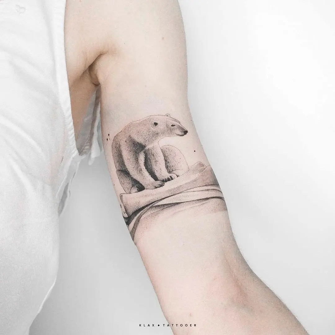 Minimalist Polar Bear Tattoo on Arm