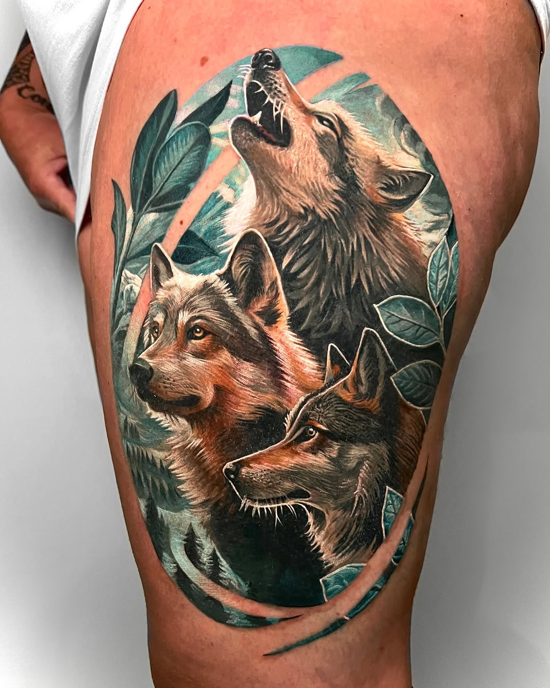 Stunning wolf tattoo showcasing nature's beauty