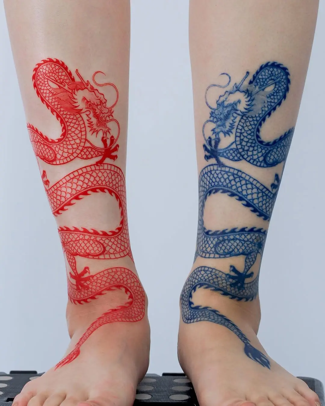 Striking Dragons in Bold Colors on Feet