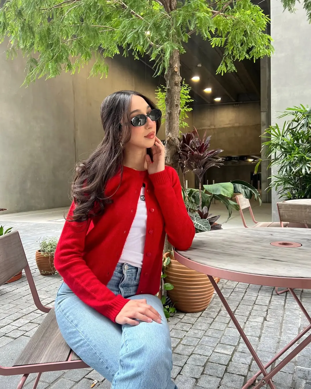 Chic Red Cardigan for Effortless Fall Style