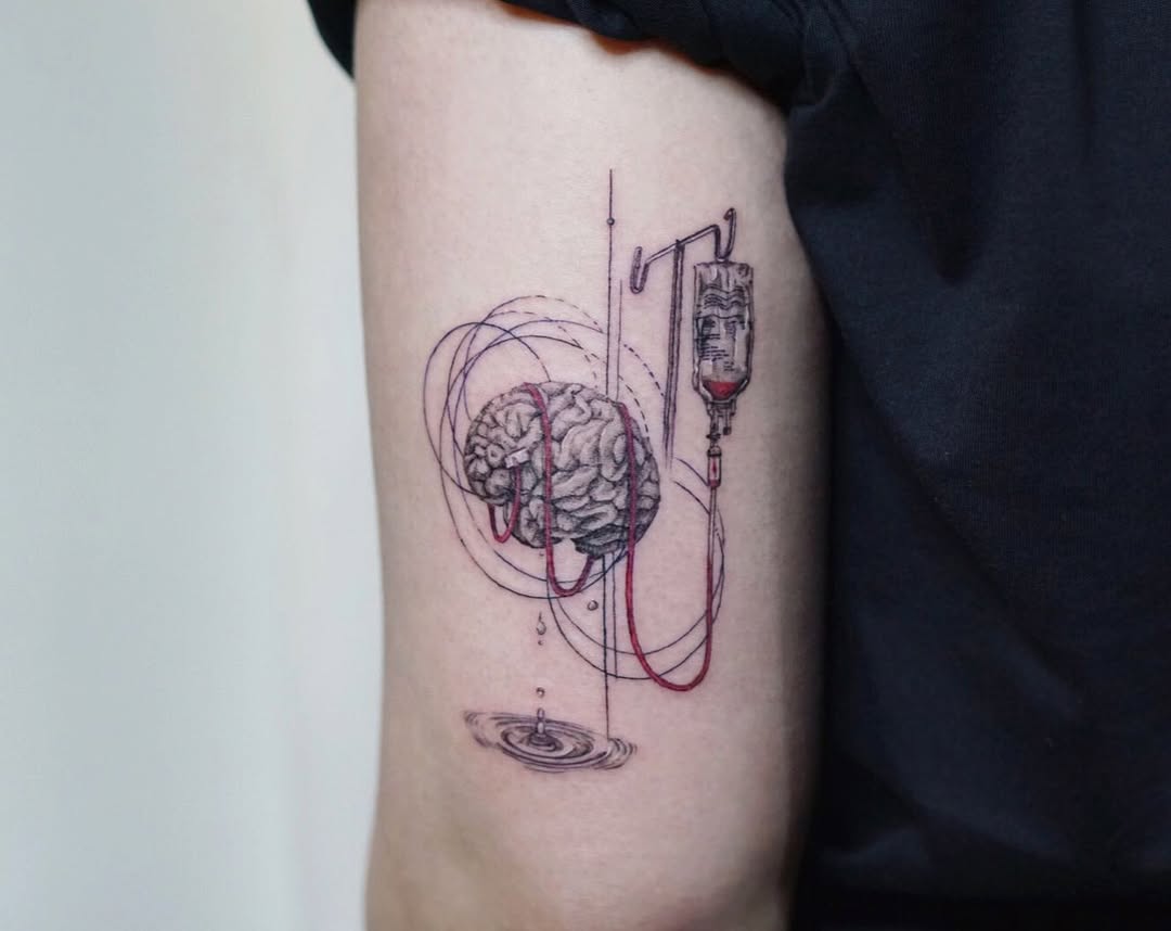 Intricate tattoo depicting emotional struggles visually