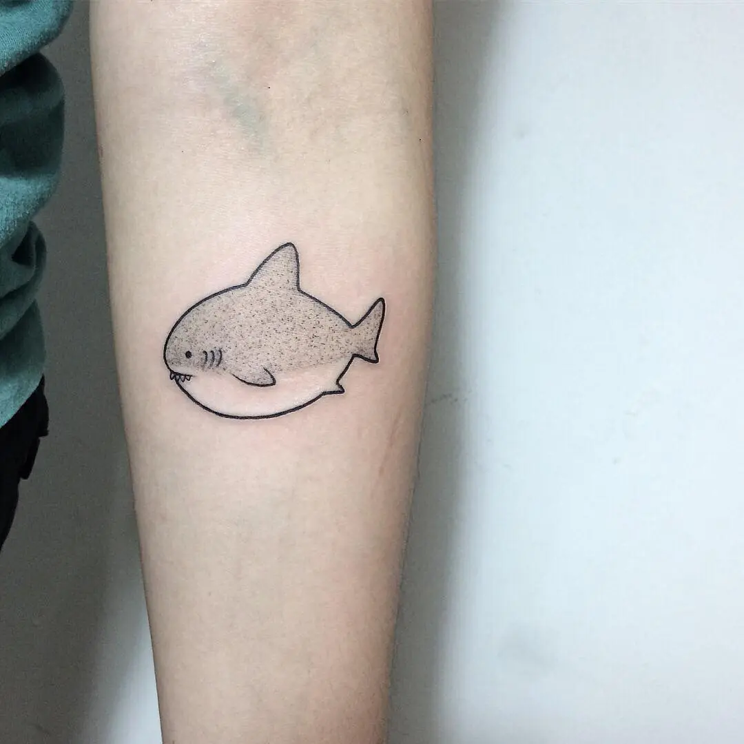 Minimalist Shark Tattoo on Forearm