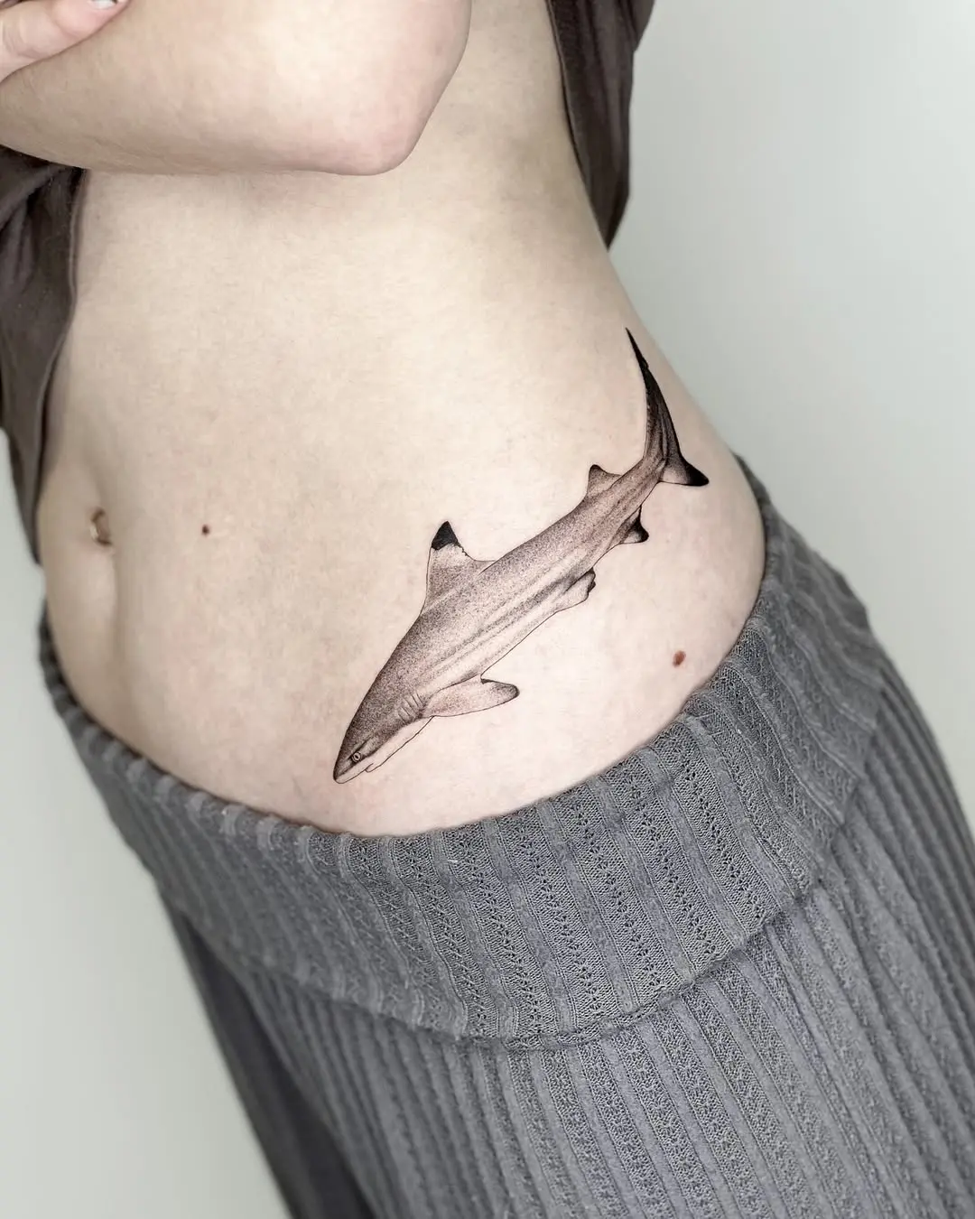 Realistic Shark Tattoo on Side Body