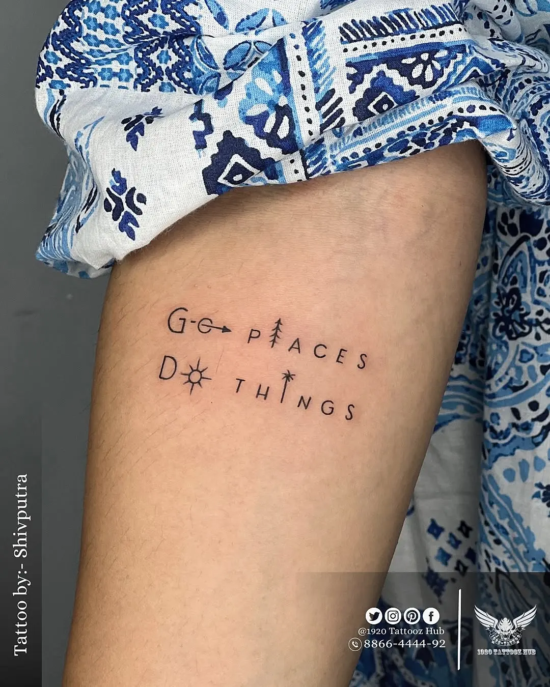 Minimalist tattoo with profound wanderlust message