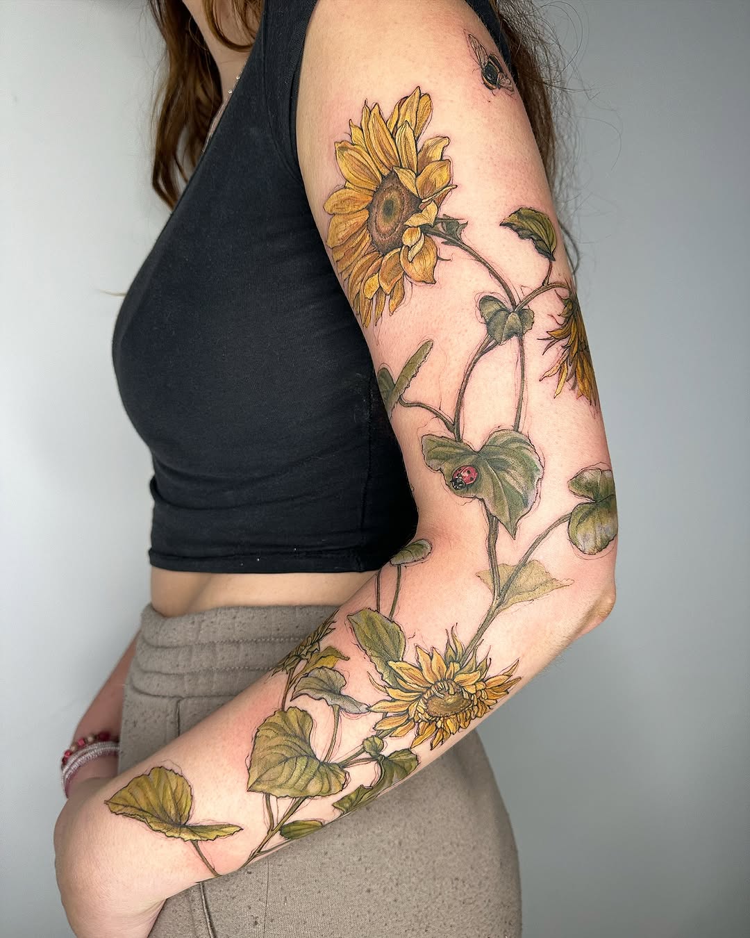 Vibrant sunflower tattoo showcasing natural beauty