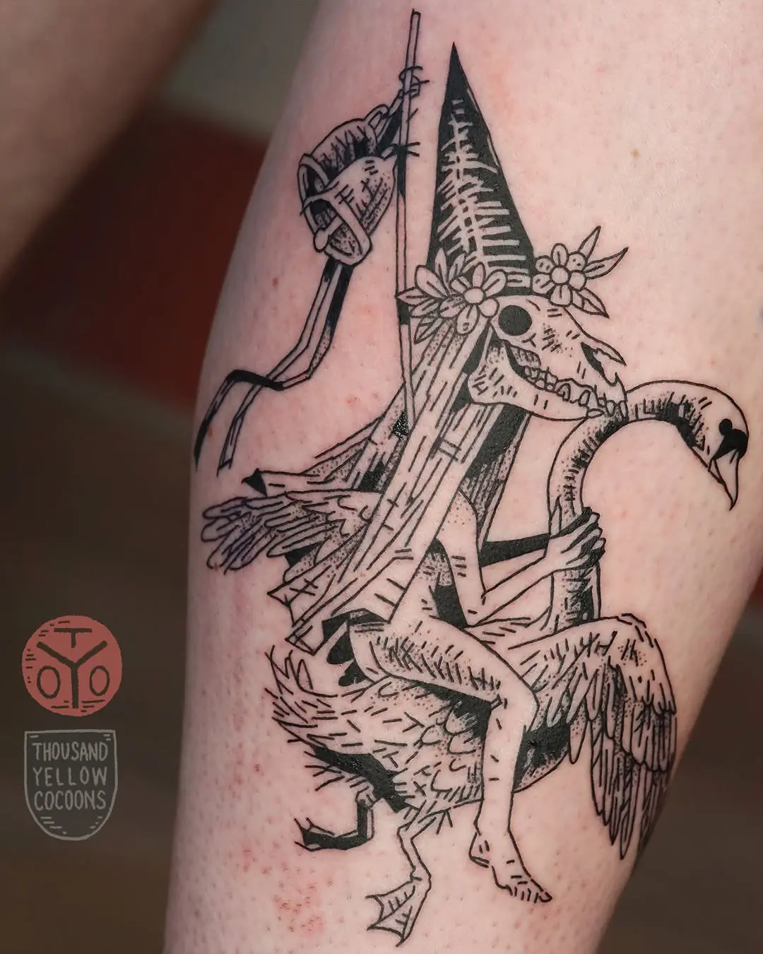 Unique swan tattoo design with whimsical elements