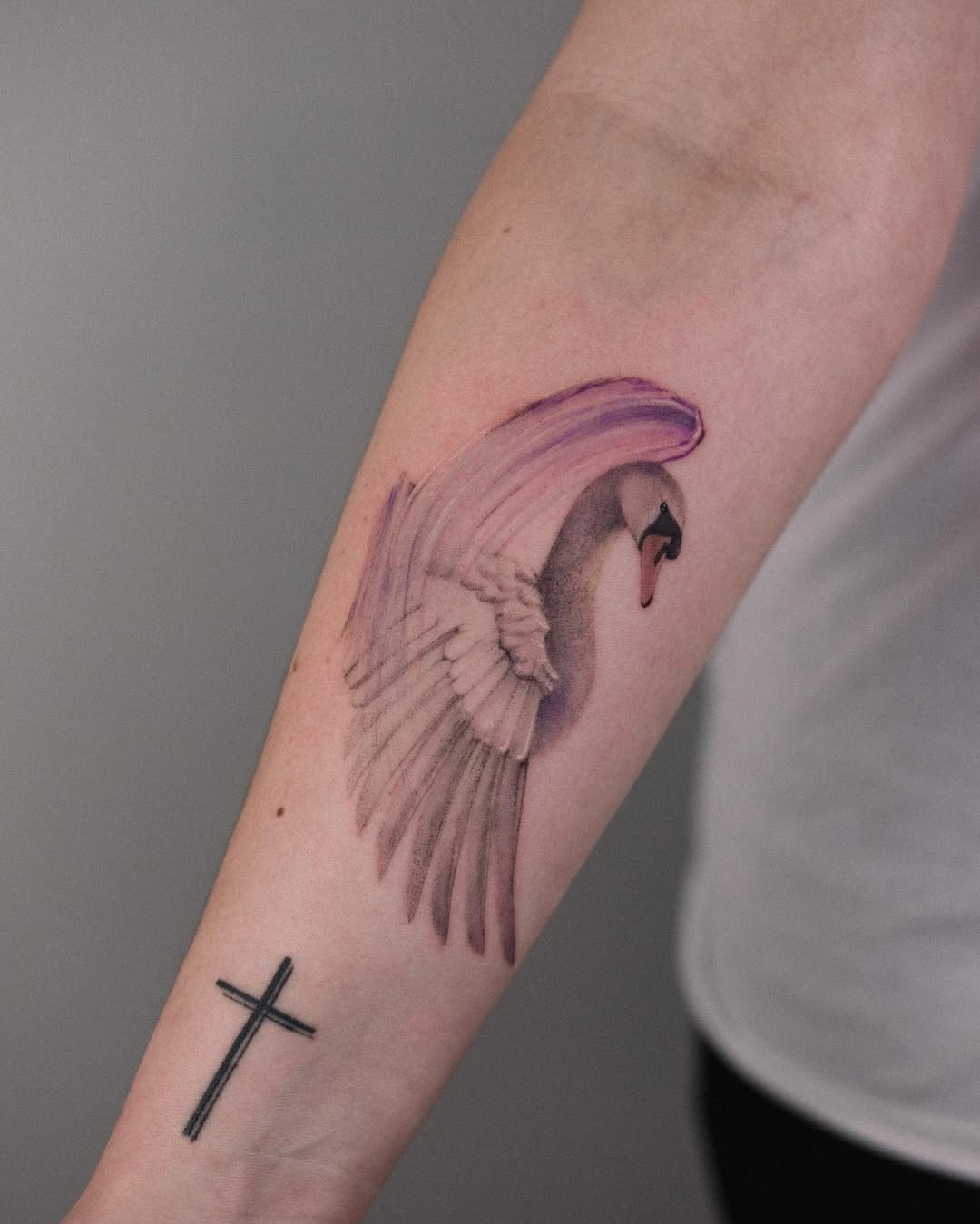 Beautiful swan tattoo showcasing elegant wing details