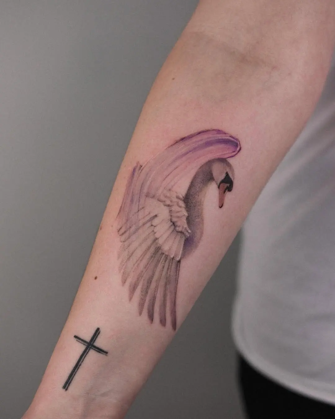 Beautiful swan tattoo showcasing elegant wing details