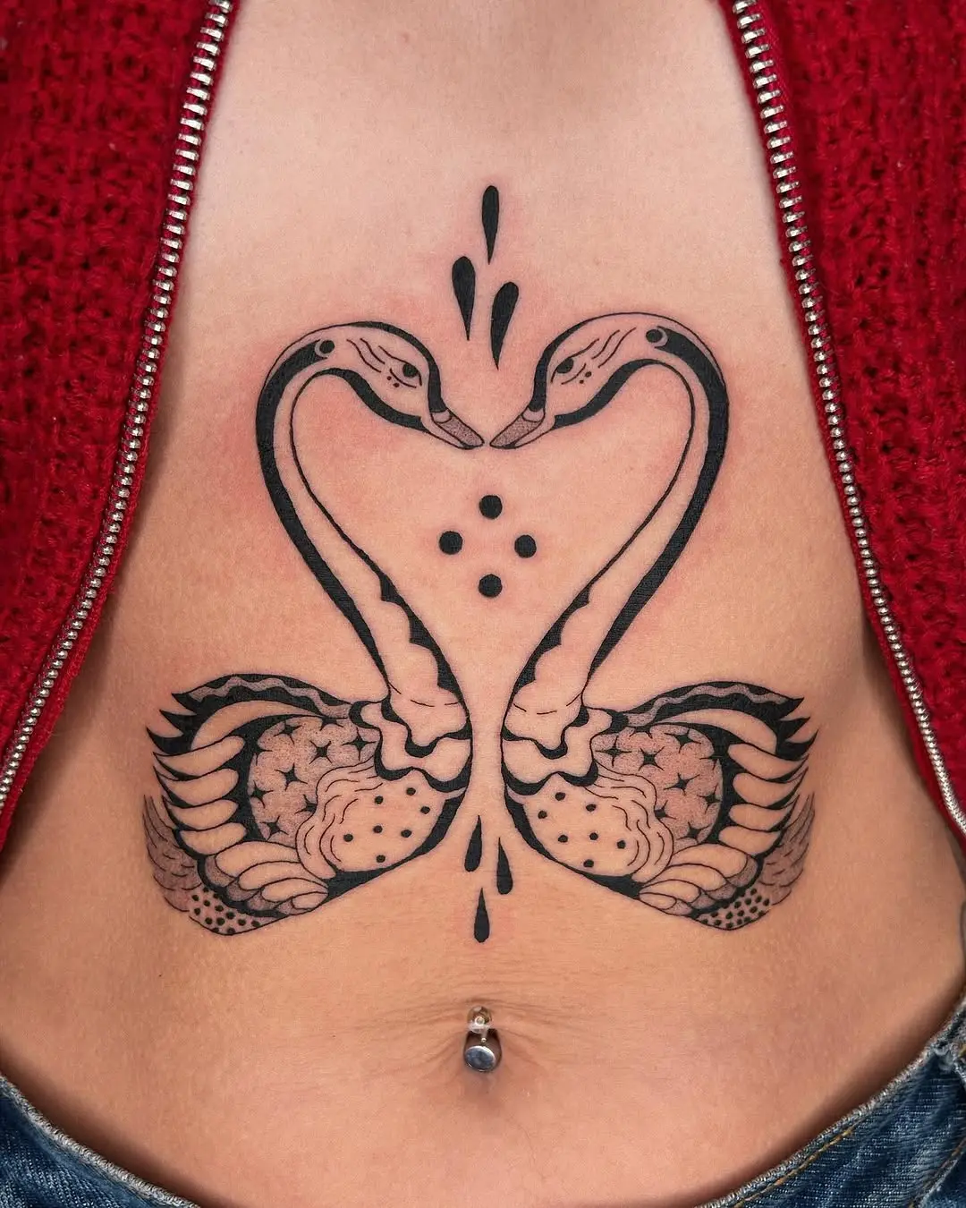Elegant swan tattoo symbolizing love and unity