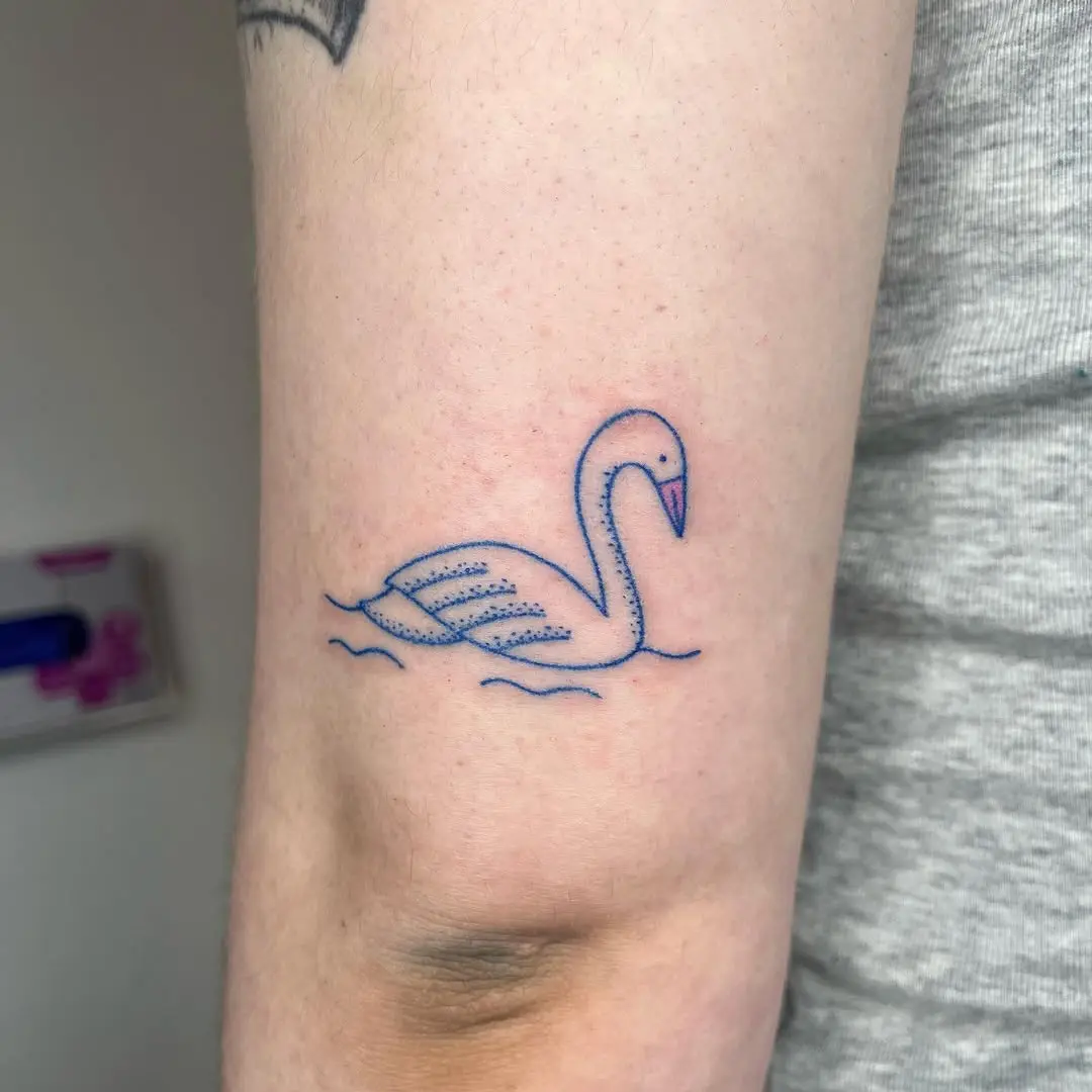 Charming blue lineart swan on skin
