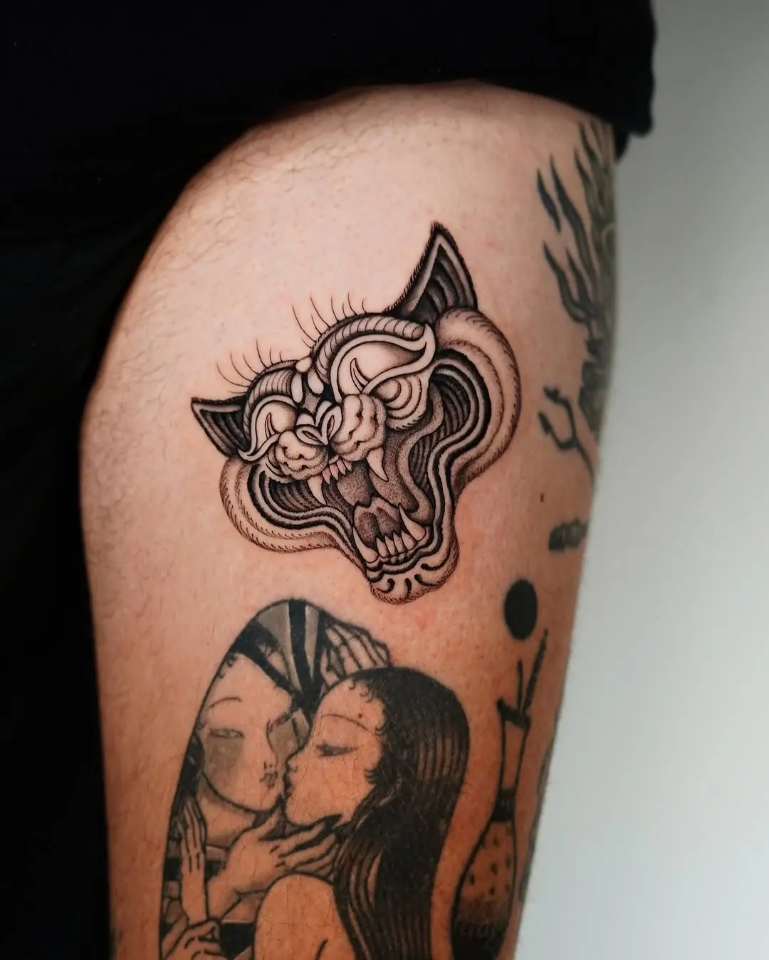 Stunning abstract tiger tattoo with intricate details