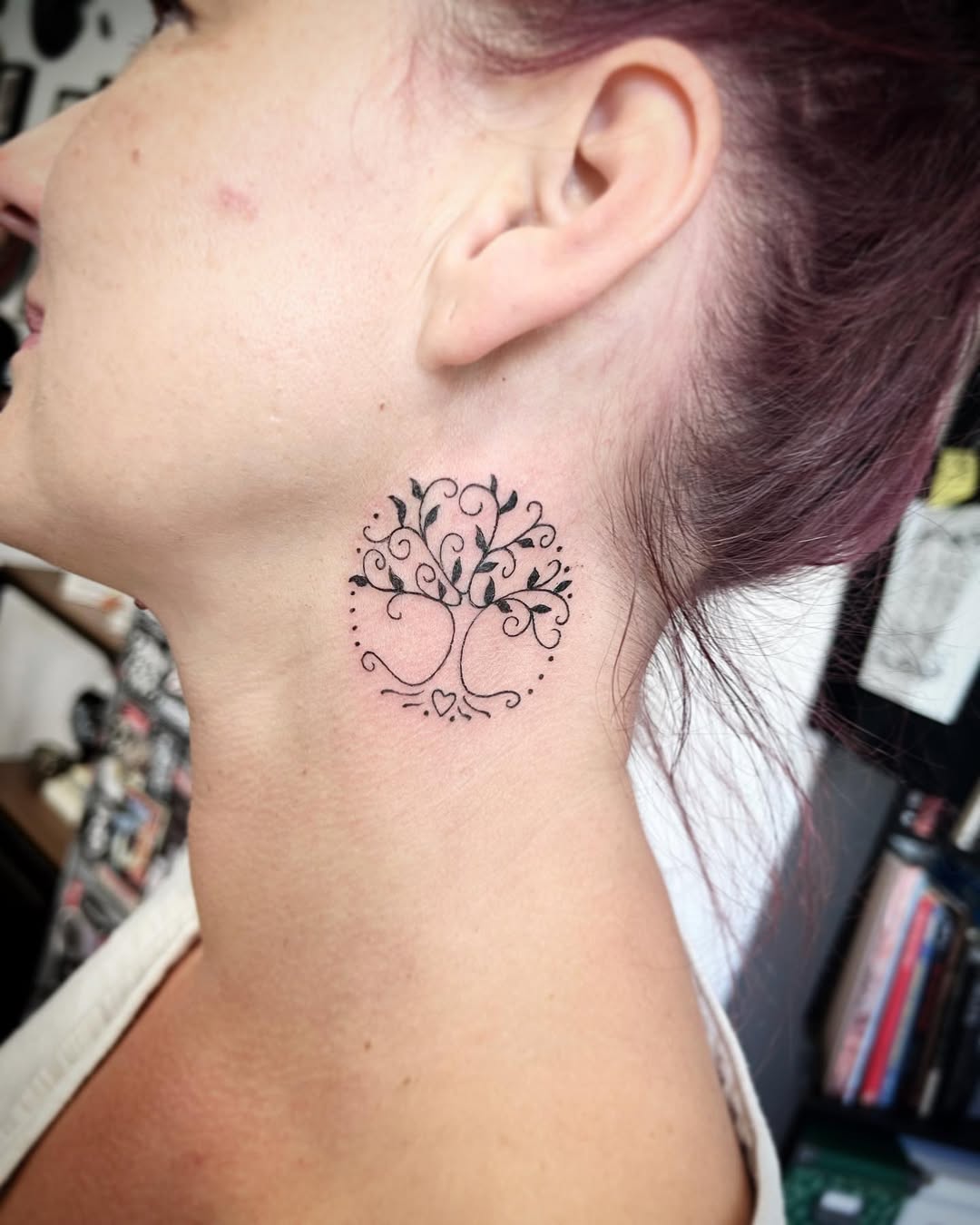 Elegant tree of life tattoo on the neck