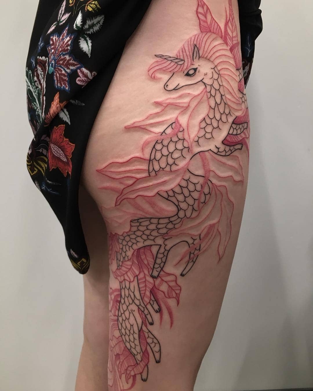 Stunning Unicorn Tattoo on Thigh