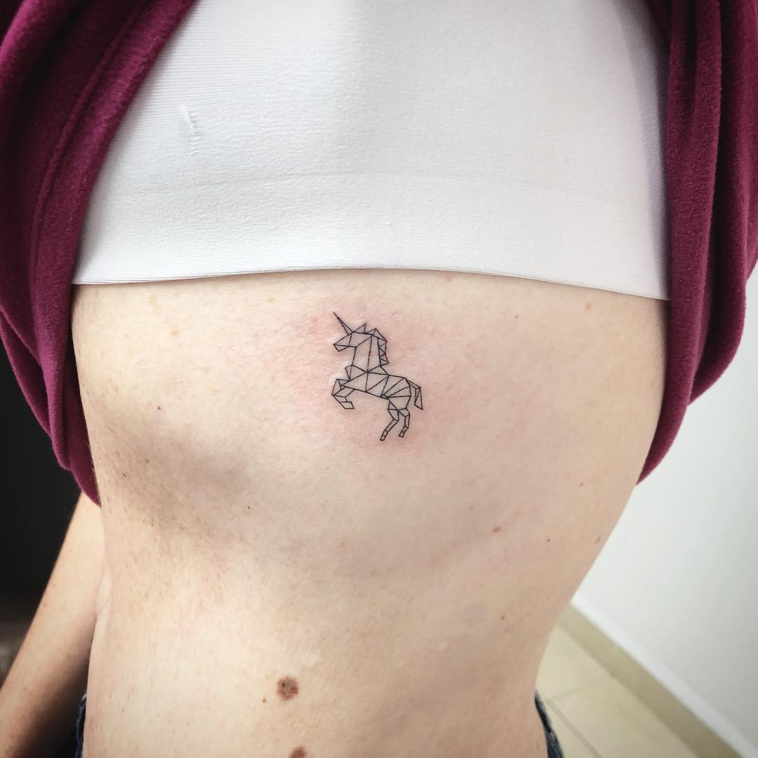 Sleek Unicorn Tattoo with Geometric Lines