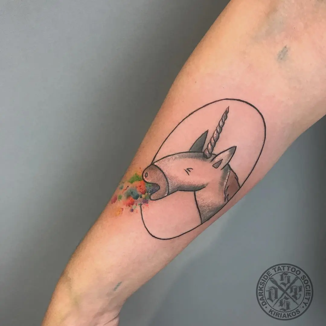 Stunning Unicorn Tattoo with Colorful Splash