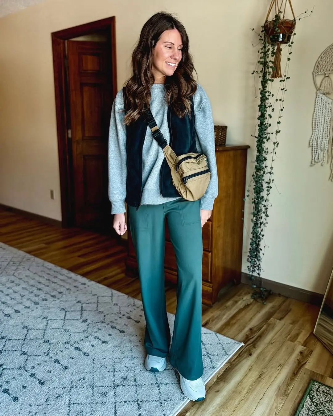 Casual layering with trendy vest and pants