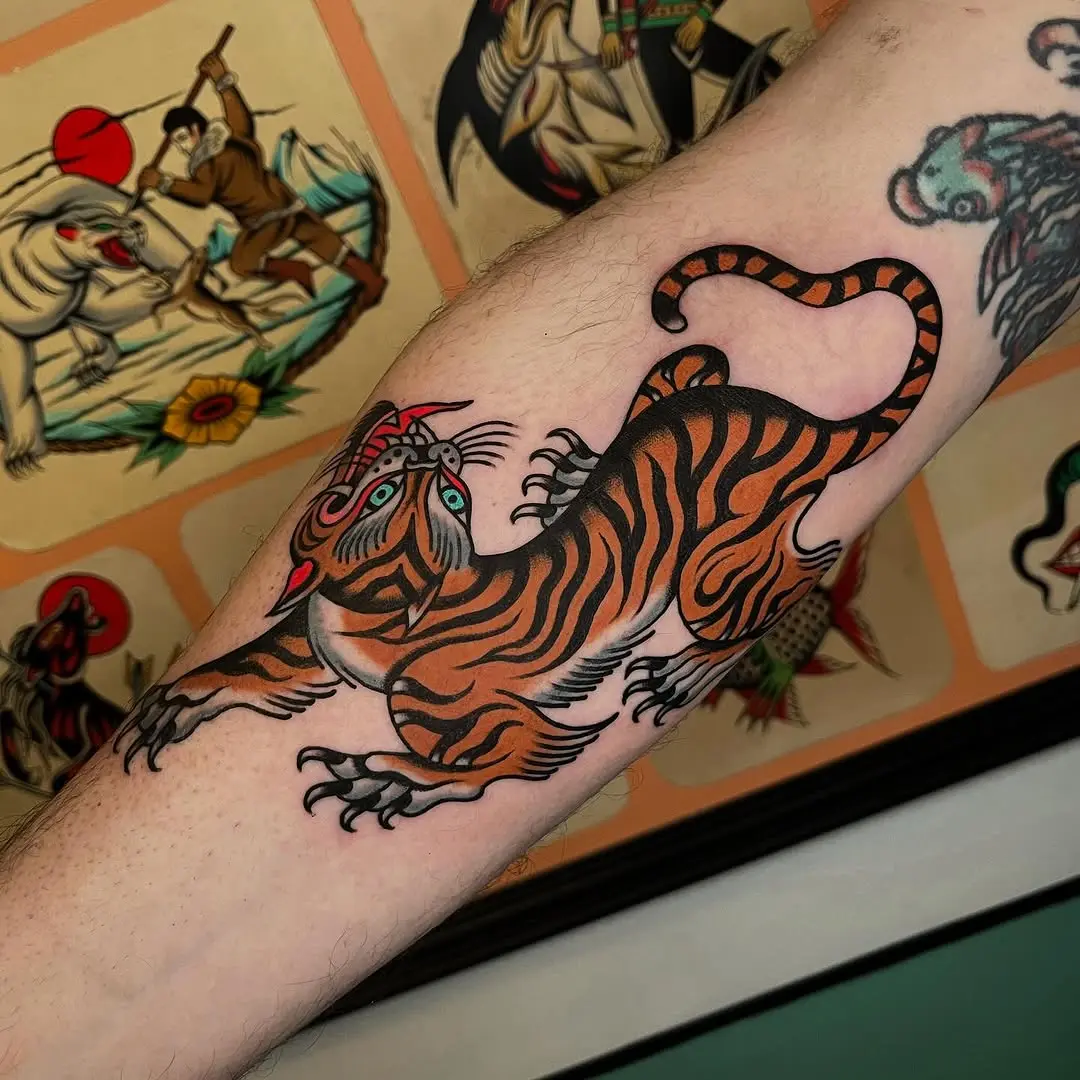 Bold and vibrant tiger tattoo design