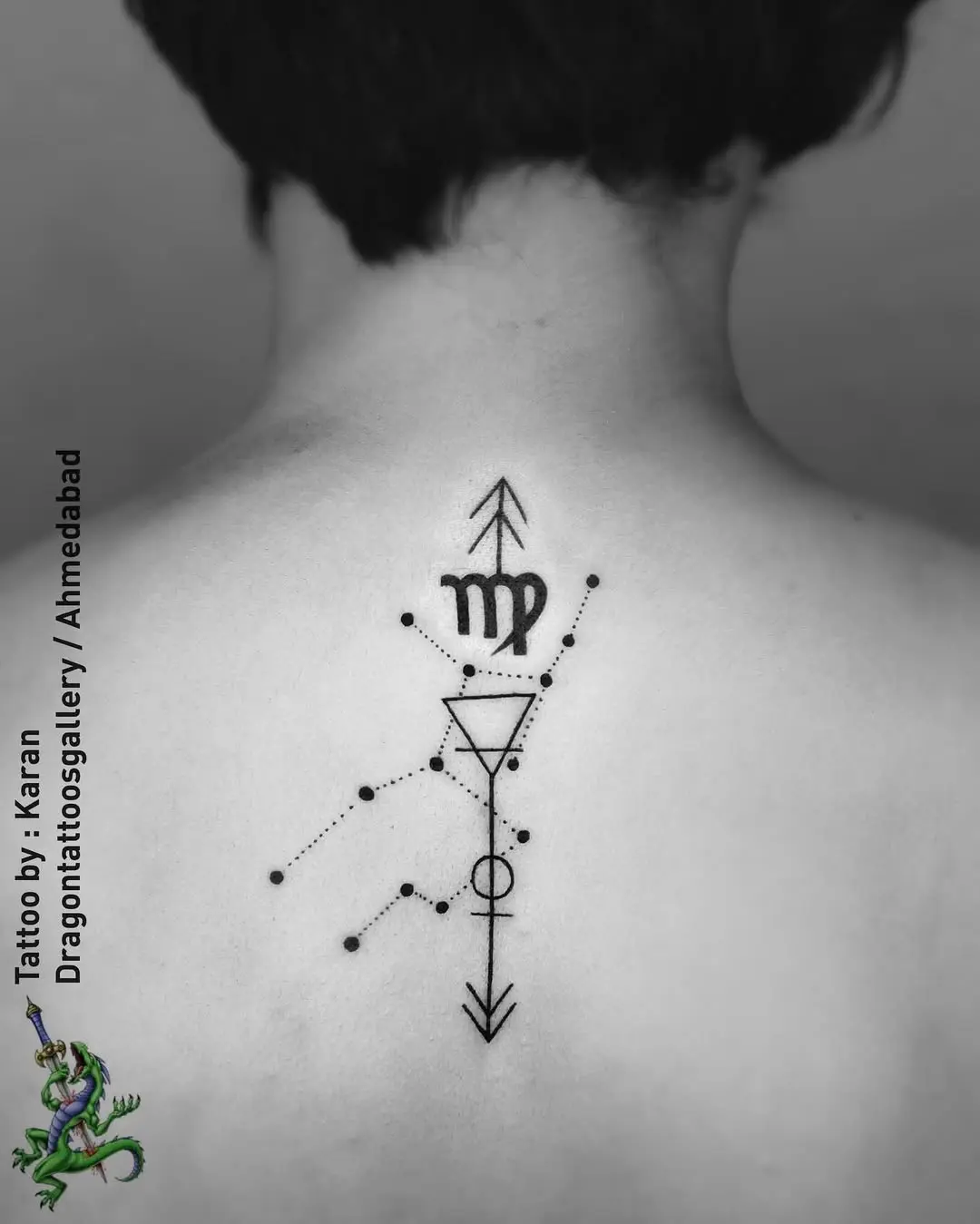 Elegant Virgo Constellation Tattoo with Symbol