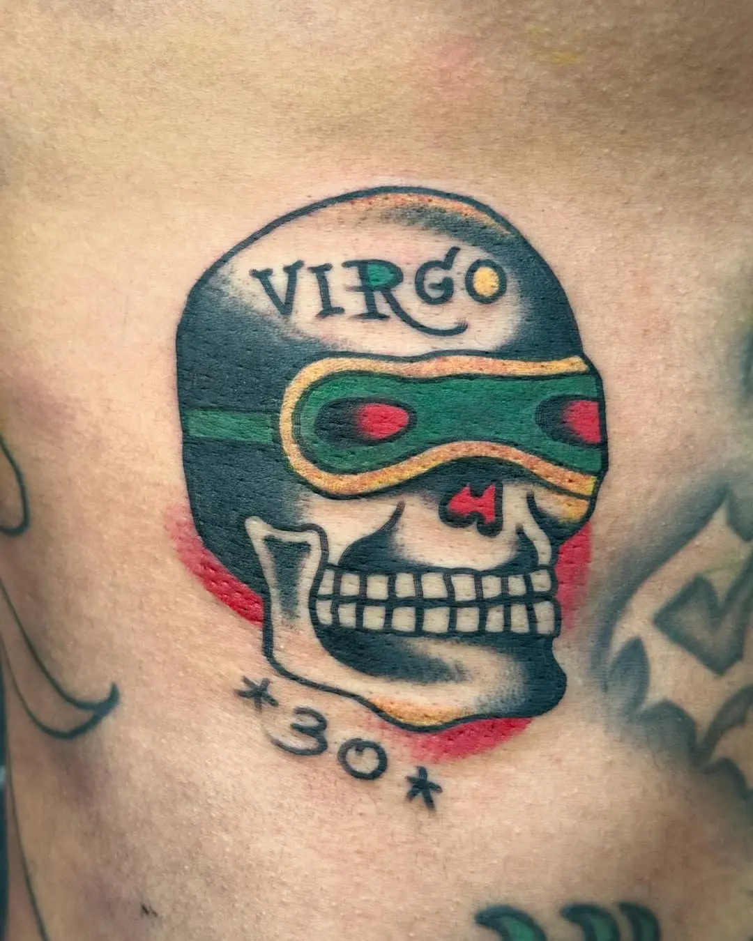 Vibrant Virgo Skull Tattoo with Unique Style