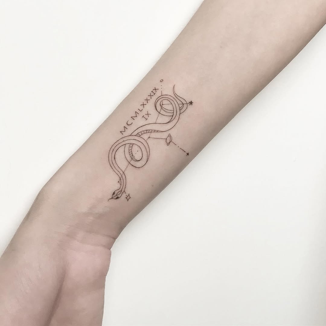 Elegant Virgo Snake Tattoo Symbolizing Growth