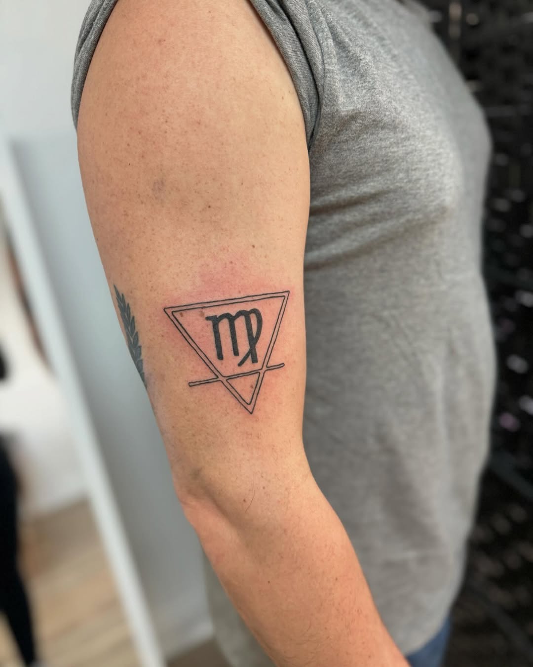 Stylish Triangle Virgo Symbol Tattoo on Arm