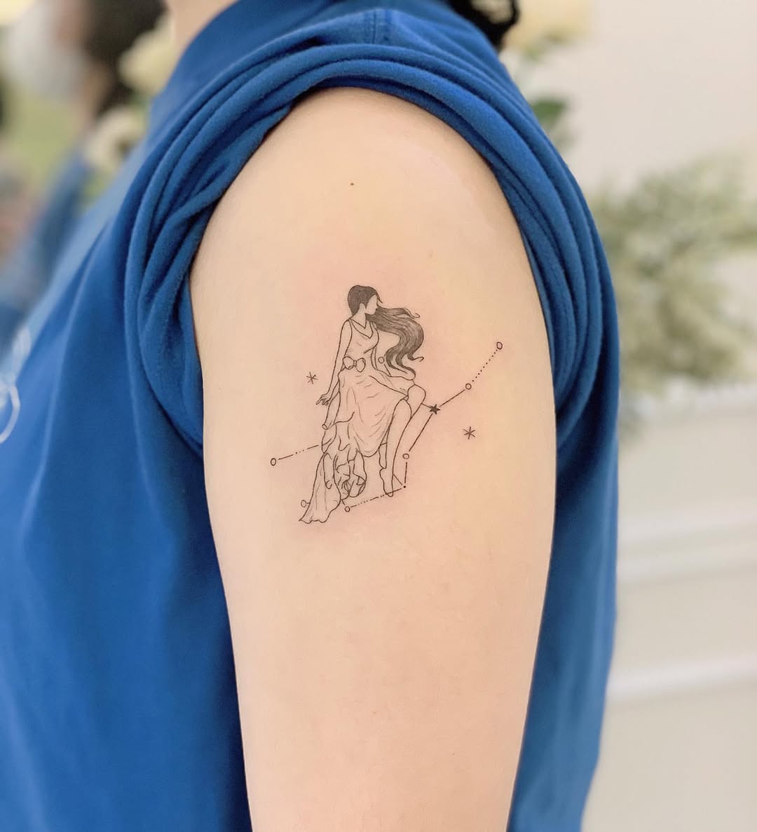 Feminine Virgo Tattoo with Constellation Elements