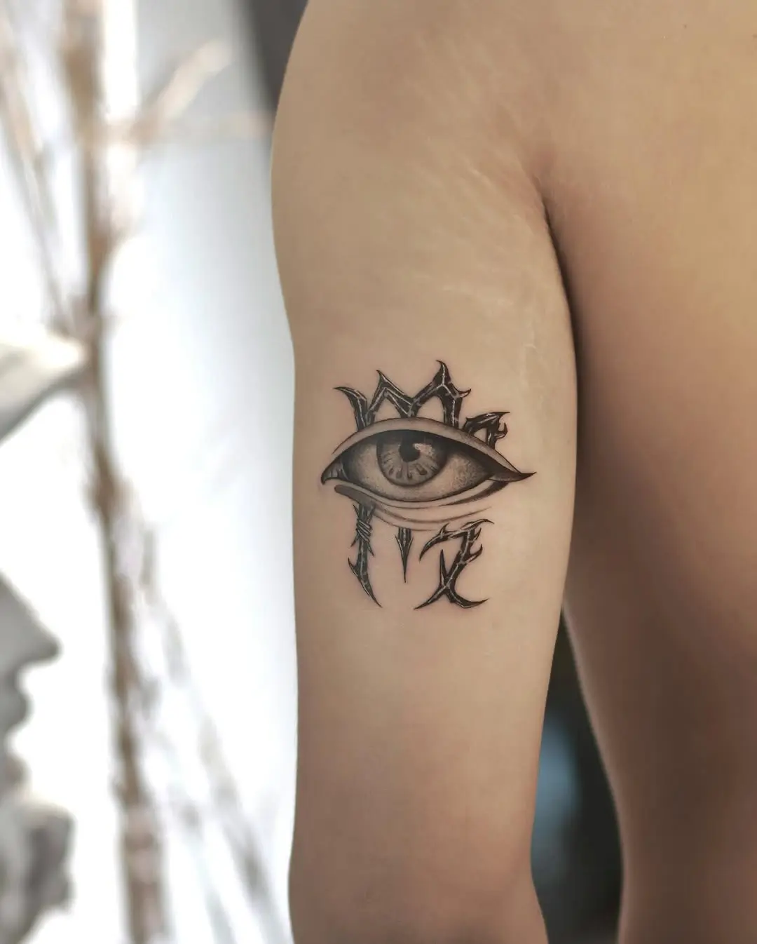 Intricate Eye Tattoo with Virgo Elements