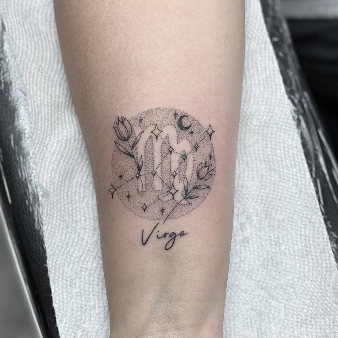 Elegant Virgo Tattoo with Floral Accents