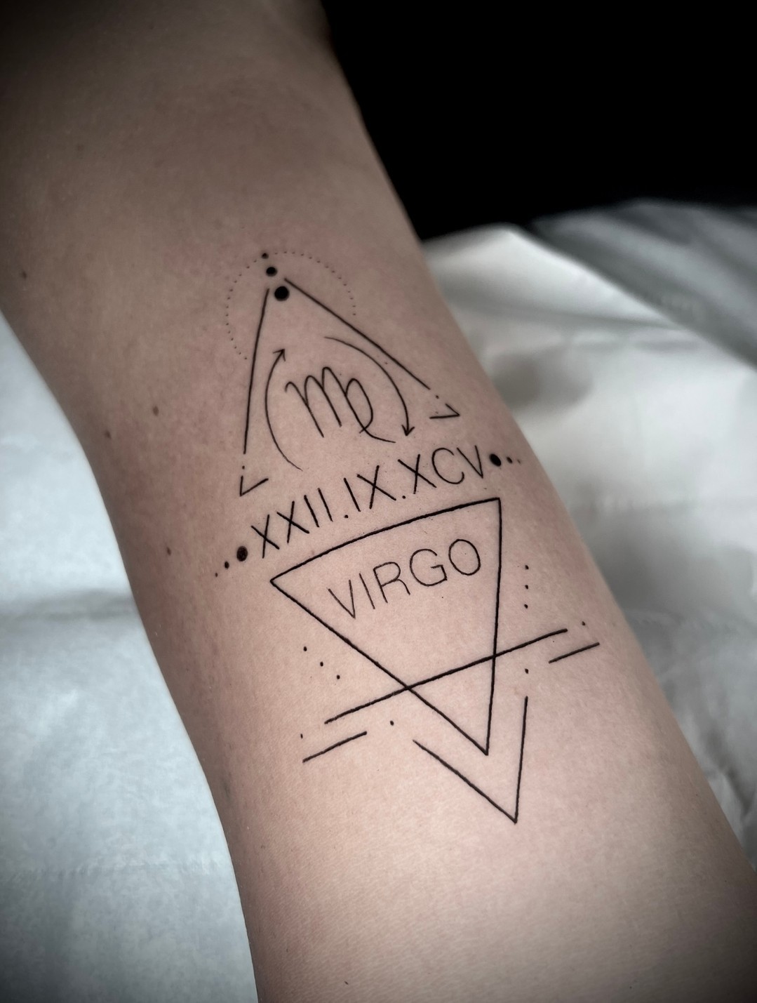 Minimalist Virgo Tattoo with Personal Elements