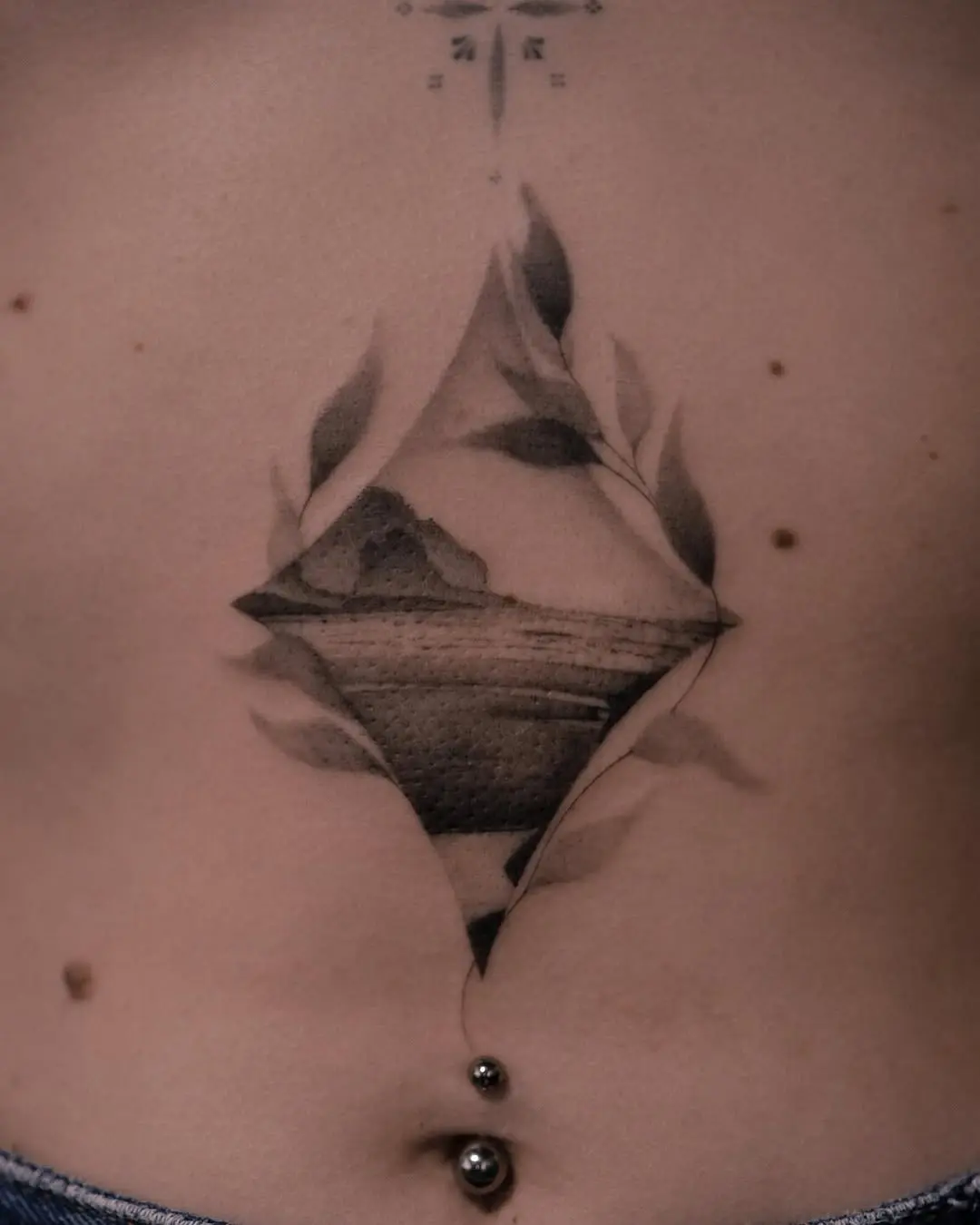 Stylish water tattoo with nature elements