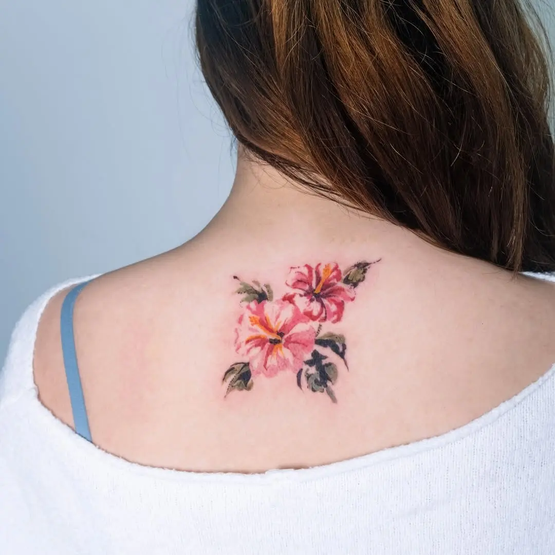 Delicate pink blooms in soft watercolor style