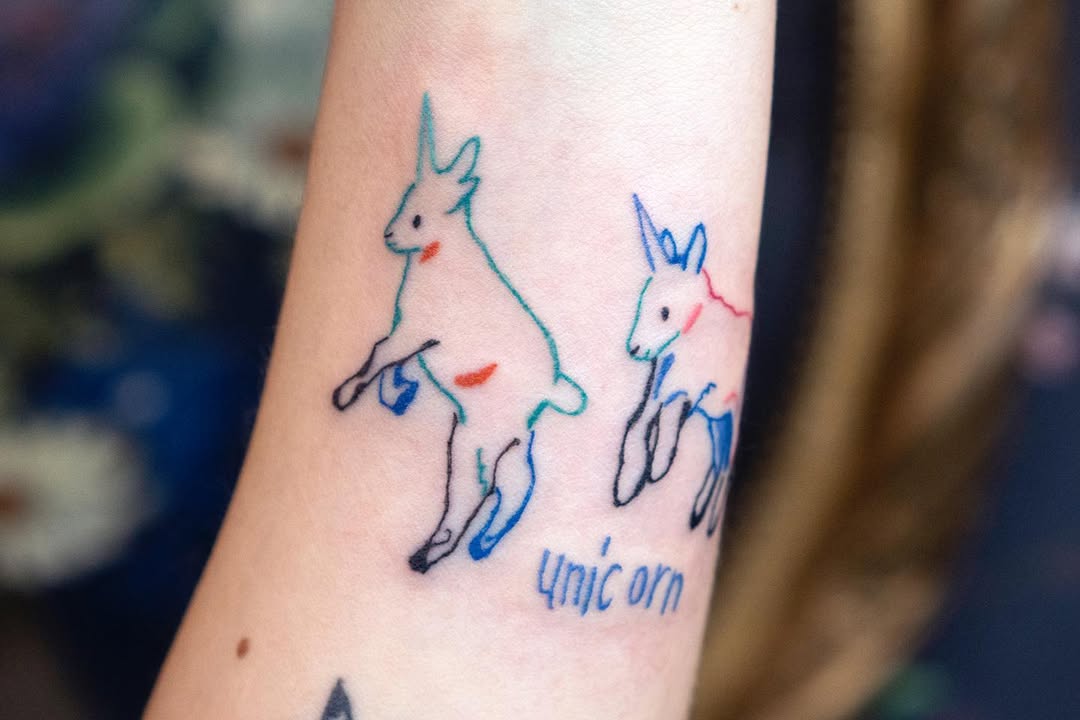 Whimsical unicorn ink capturing fantasy elegance