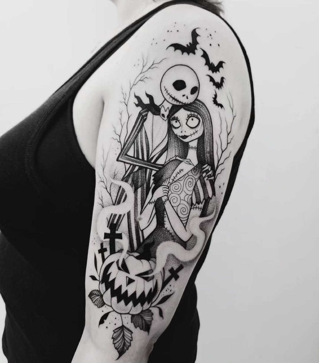 Whimsical Gothic Sleeve Tattoo Design