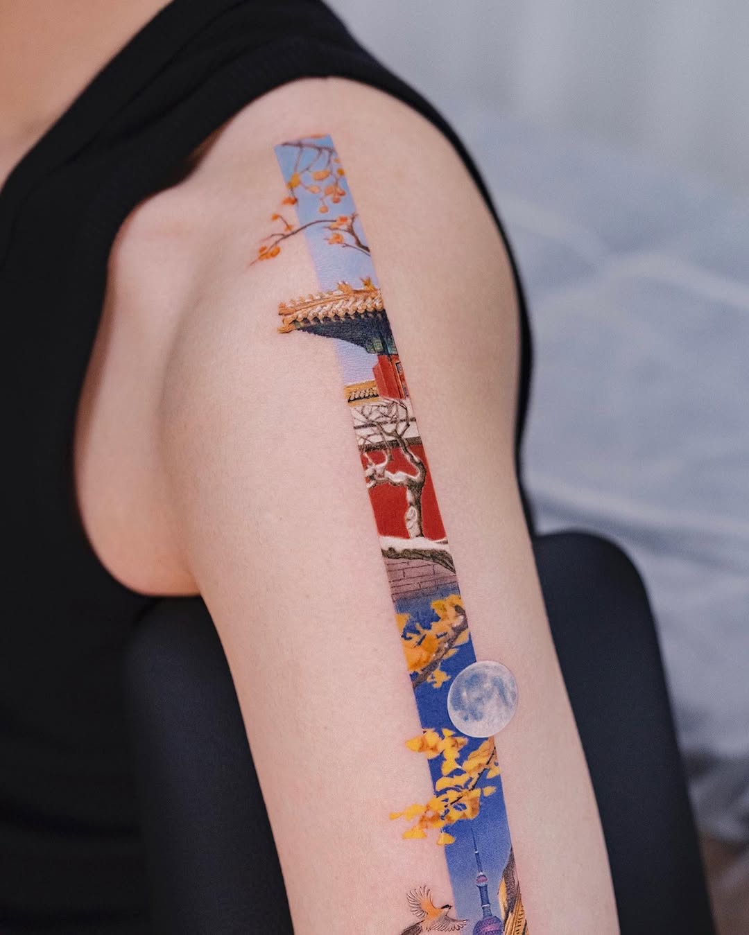 Vibrant Japanese art sleeve tattoo design