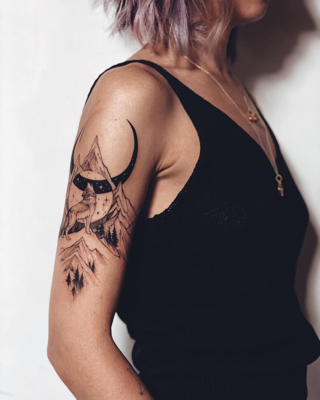 Nature-Inspired Sleeve Tattoo with Mystical Vibes