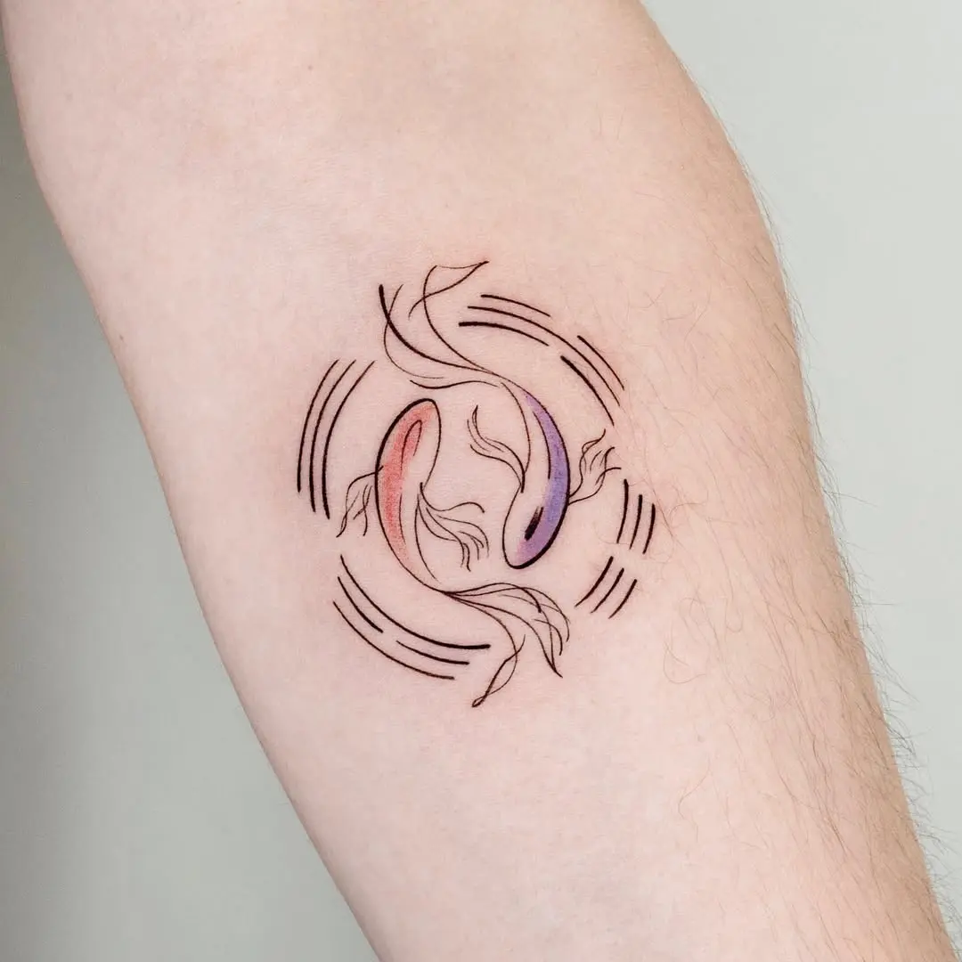 Artistic Koi Fish Yin Yang Tattoo Design