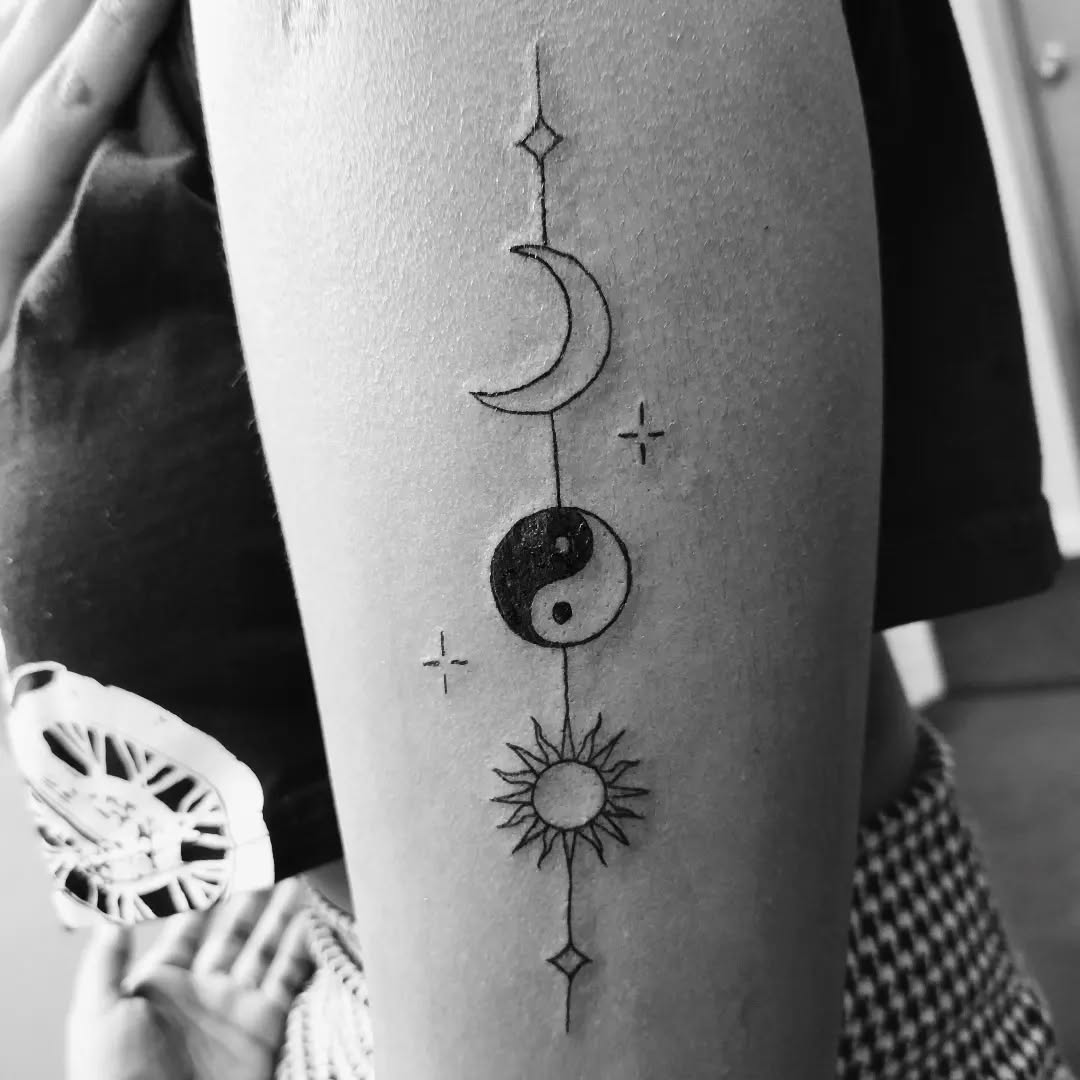 Stylish Yin Yang with Celestial Symbols