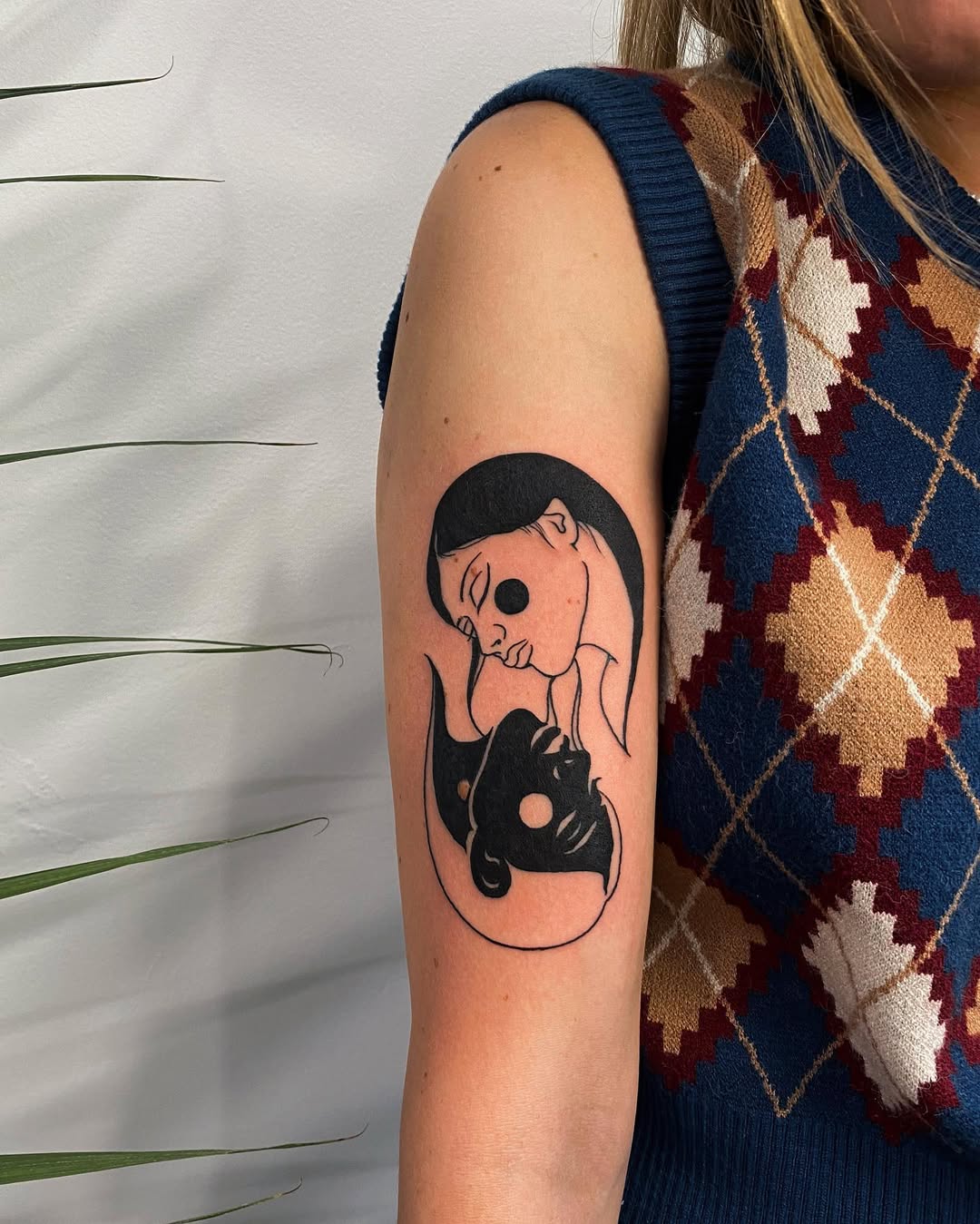 Intricate Yin Yang Tattoo Featuring Female Portrait